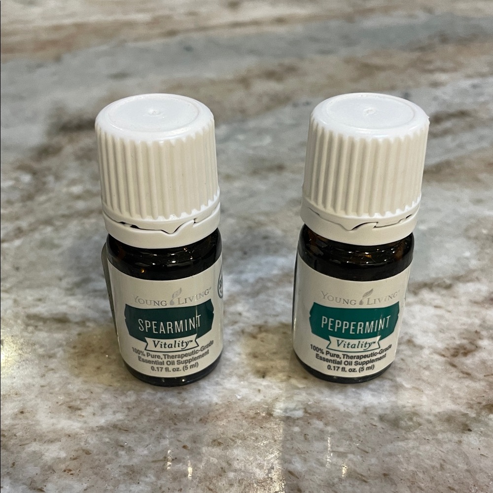 Young Living Essential Oils spearmint vitality and peppermint vitality